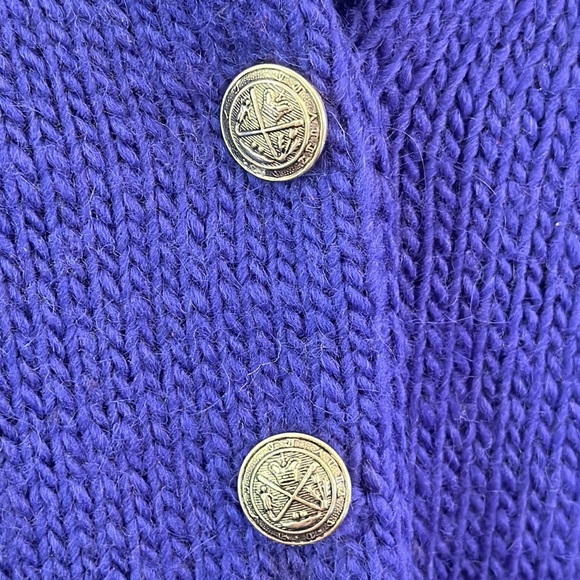 Handmade Button Down Floral Textured Knit Sweater Wide Puffy Shoulders SZ M - Picture 4 of 13